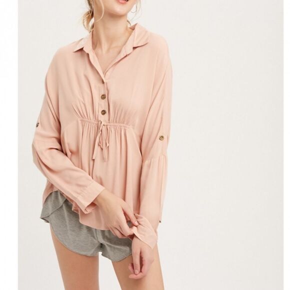 Listicle Women's White Front Ruched Blouse, Size M, NWT - Picture 5 of 11